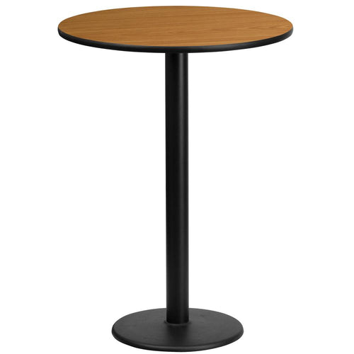 24'' Round Natural Laminate Table Top with 18'' Round Bar Height Table Base - Flash Furniture