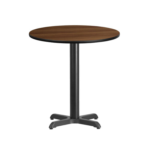 24'' Round Walnut Laminate Table Top with 22'' x 22'' Table Height Base - Flash Furniture