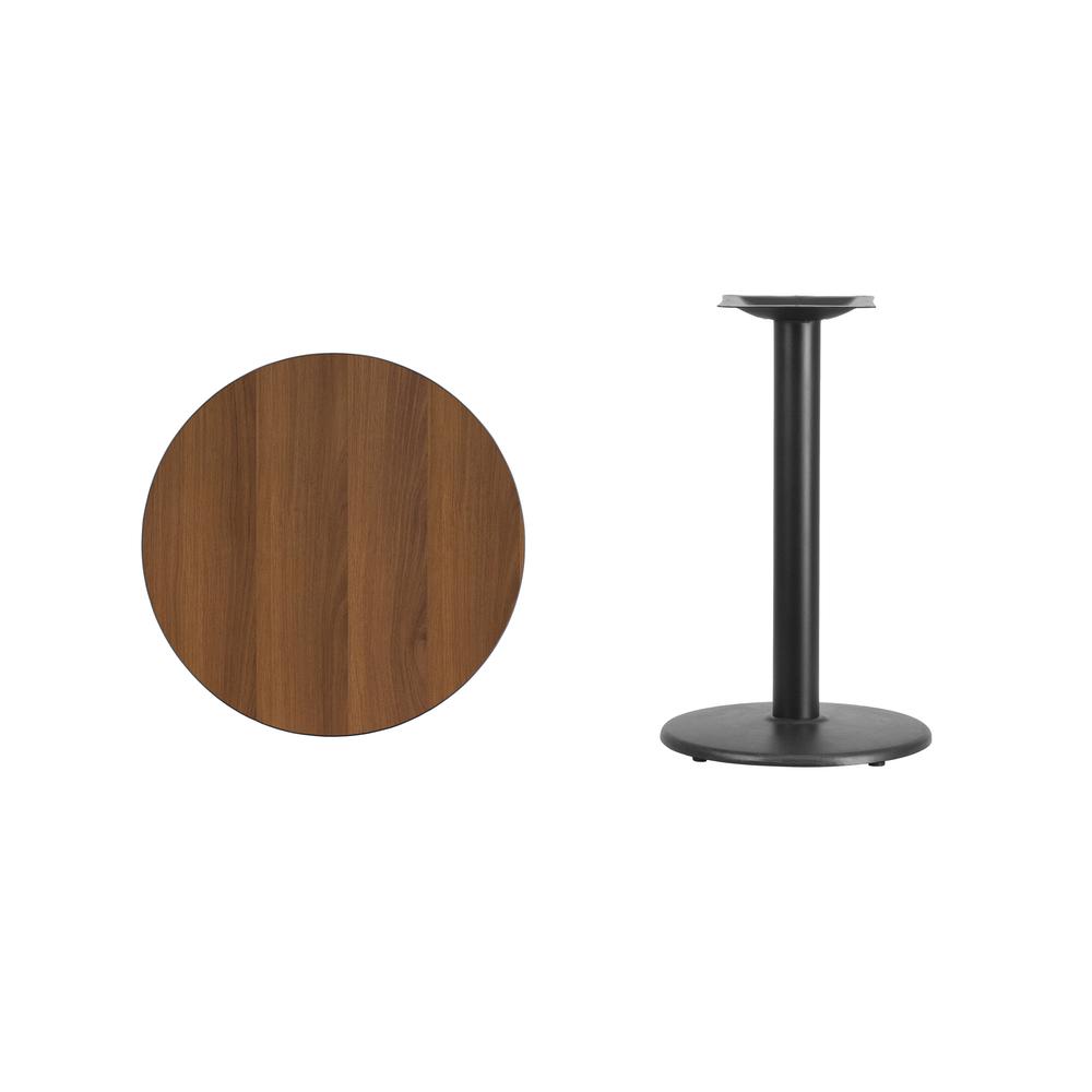 24'' Round Walnut Laminate Table Top with 18'' Round Table Height Base - Flash Furniture