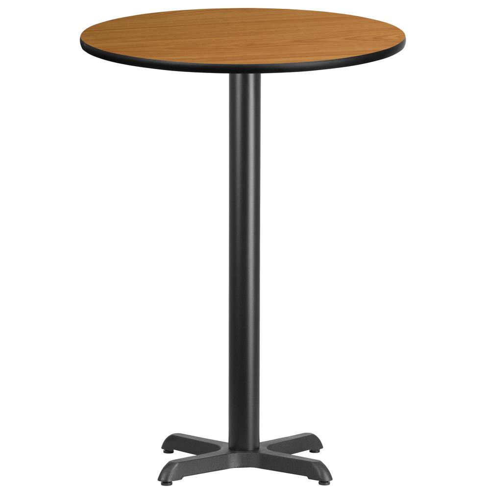30'' Round Natural Laminate Table Top with 22'' x 22'' Bar Height Table Base - Flash Furniture