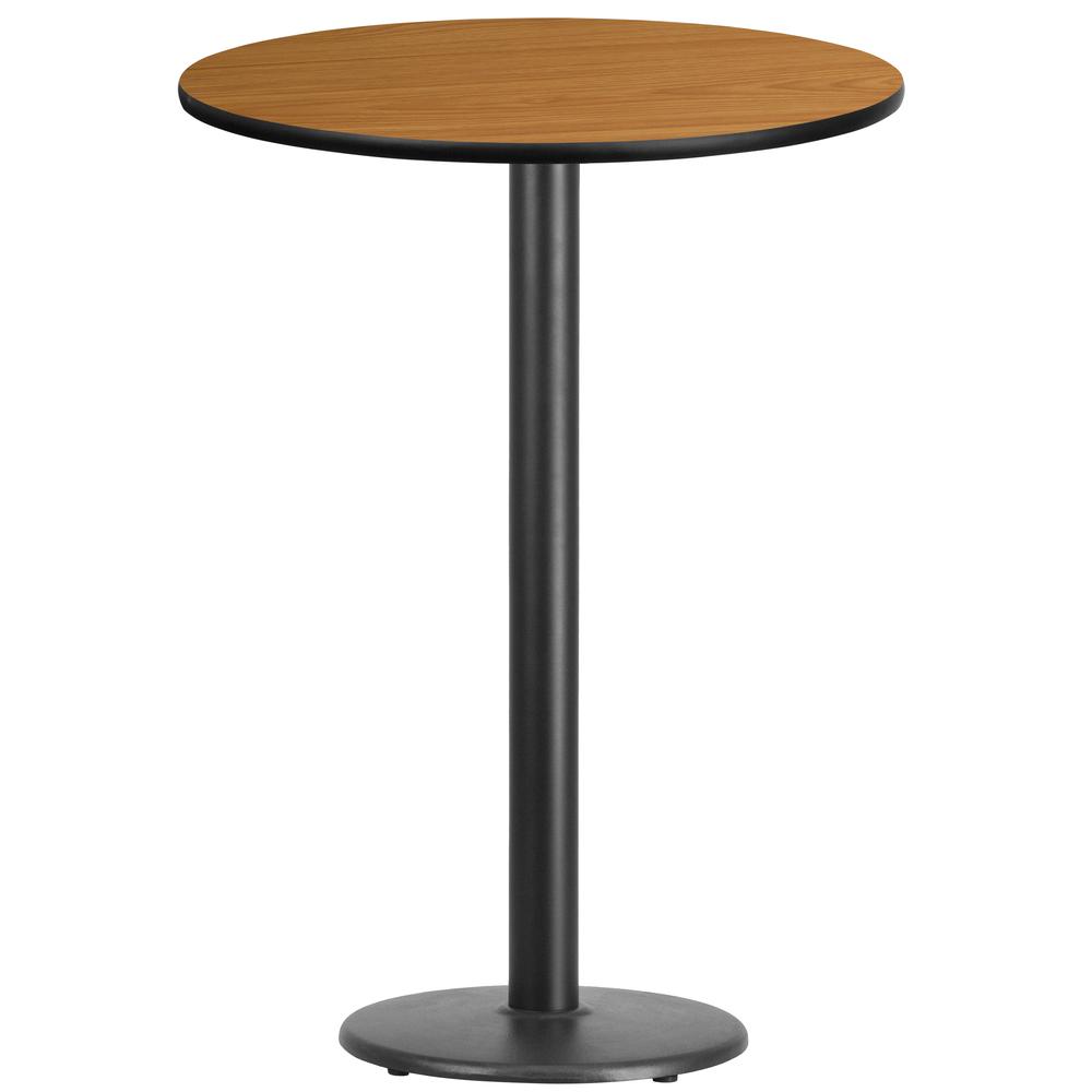 30'' Round Natural Laminate Table Top with 18'' Round Bar Height Table Base - Flash Furniture