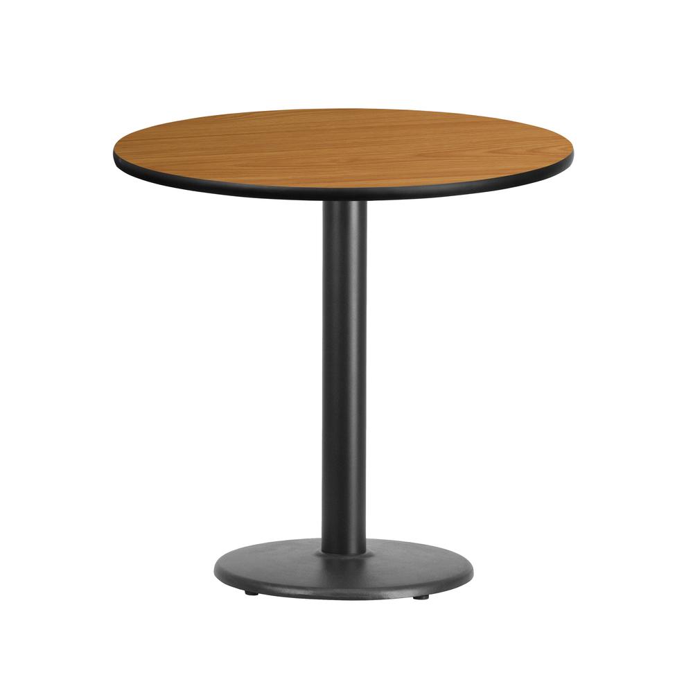 30'' Round Natural Laminate Table Top with 18'' Round Table Height Base - Flash Furniture