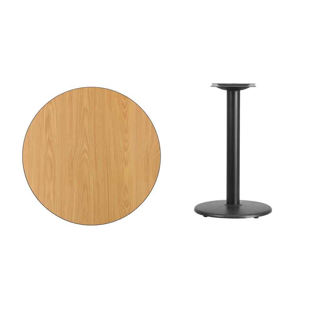 30'' Round Natural Laminate Table Top with 18'' Round Table Height Base - Flash Furniture