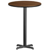 30'' Round Walnut Laminate Table Top with 22'' x 22'' Bar Height Table Base - Flash Furniture