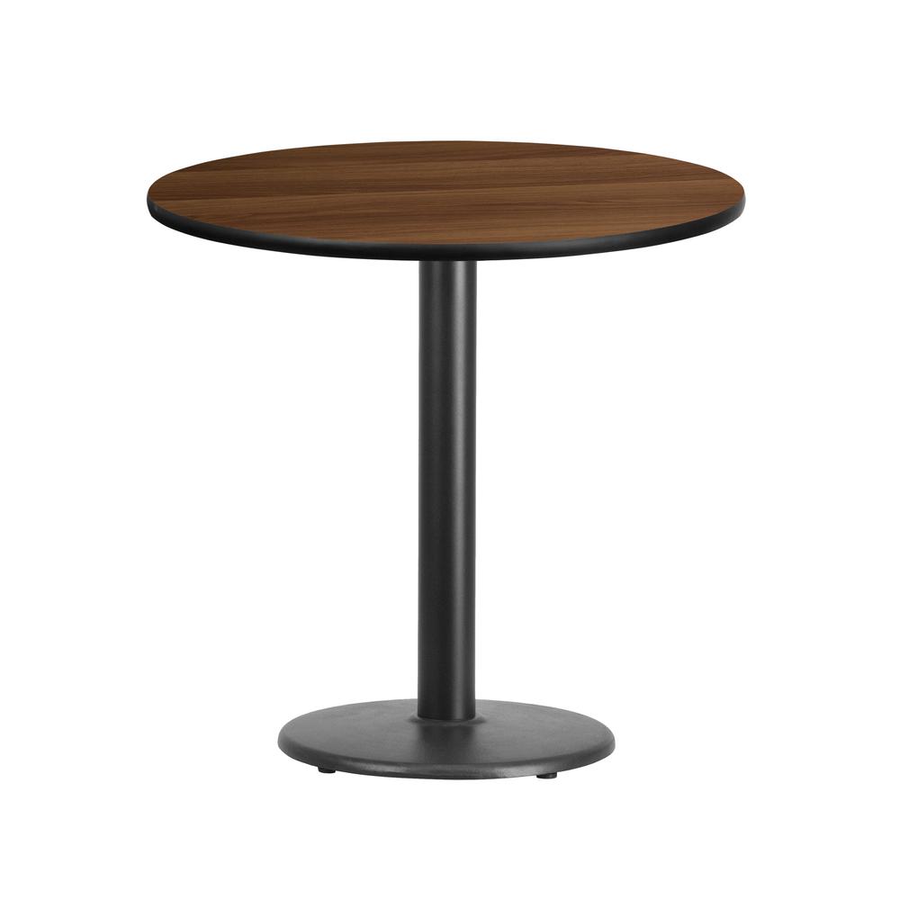 30'' Round Walnut Laminate Table Top with 18'' Round Table Height Base - Flash Furniture