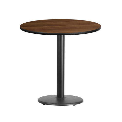 30'' Round Walnut Laminate Table Top with 18'' Round Table Height Base - Flash Furniture