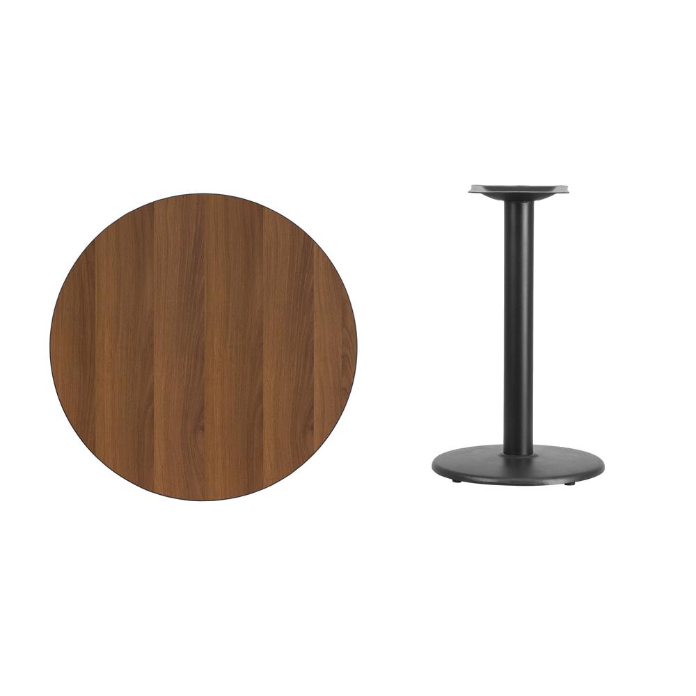 30'' Round Walnut Laminate Table Top with 18'' Round Table Height Base - Flash Furniture