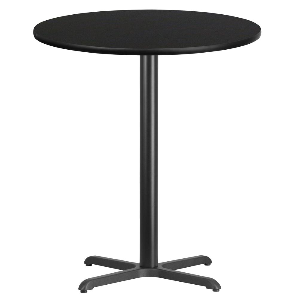 36'' Round Black Laminate Table Top with 30'' x 30'' Bar Height Table Base - Flash Furniture