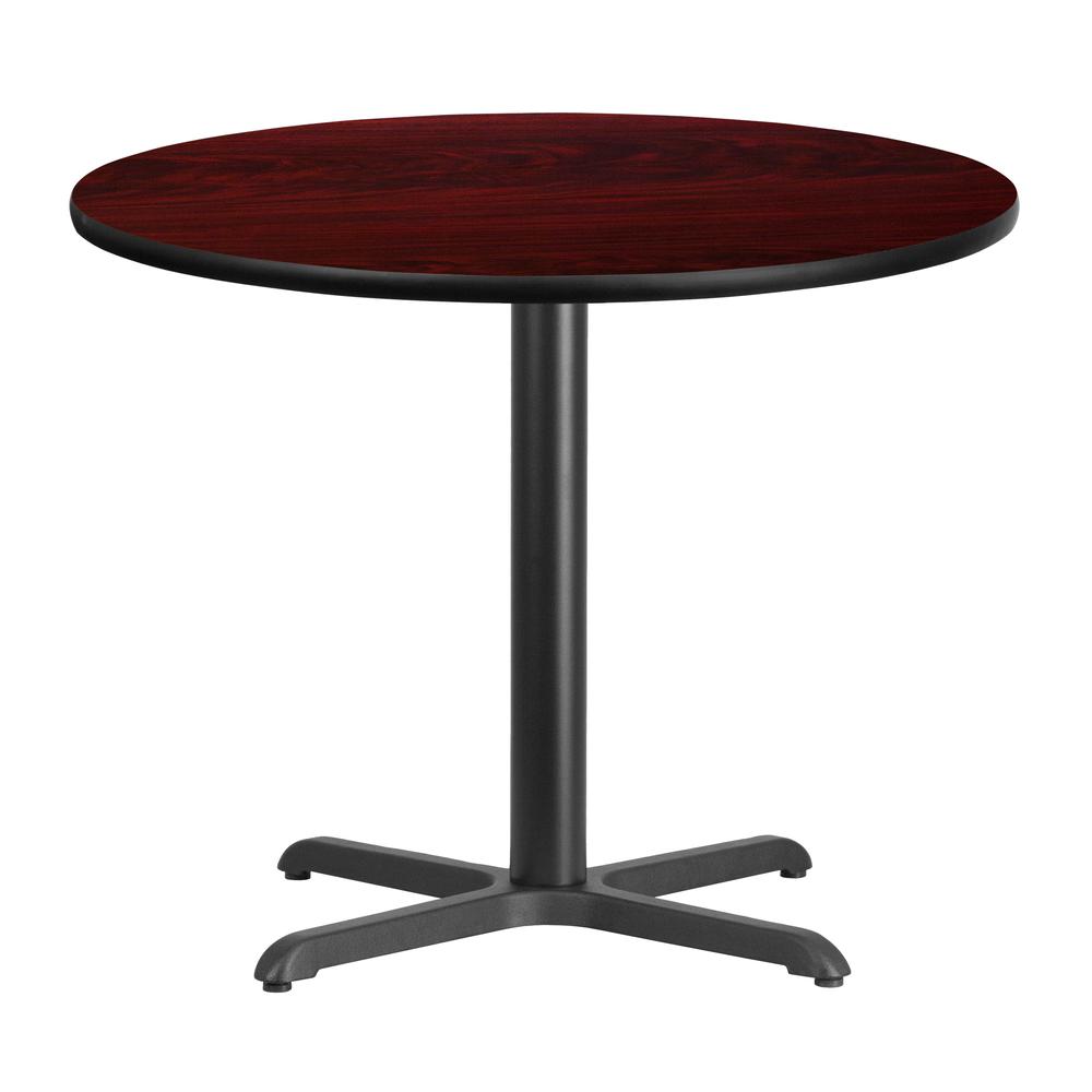 36'' Round Mahogany Laminate Table Top with 30'' x 30'' Table Height Base - Flash Furniture