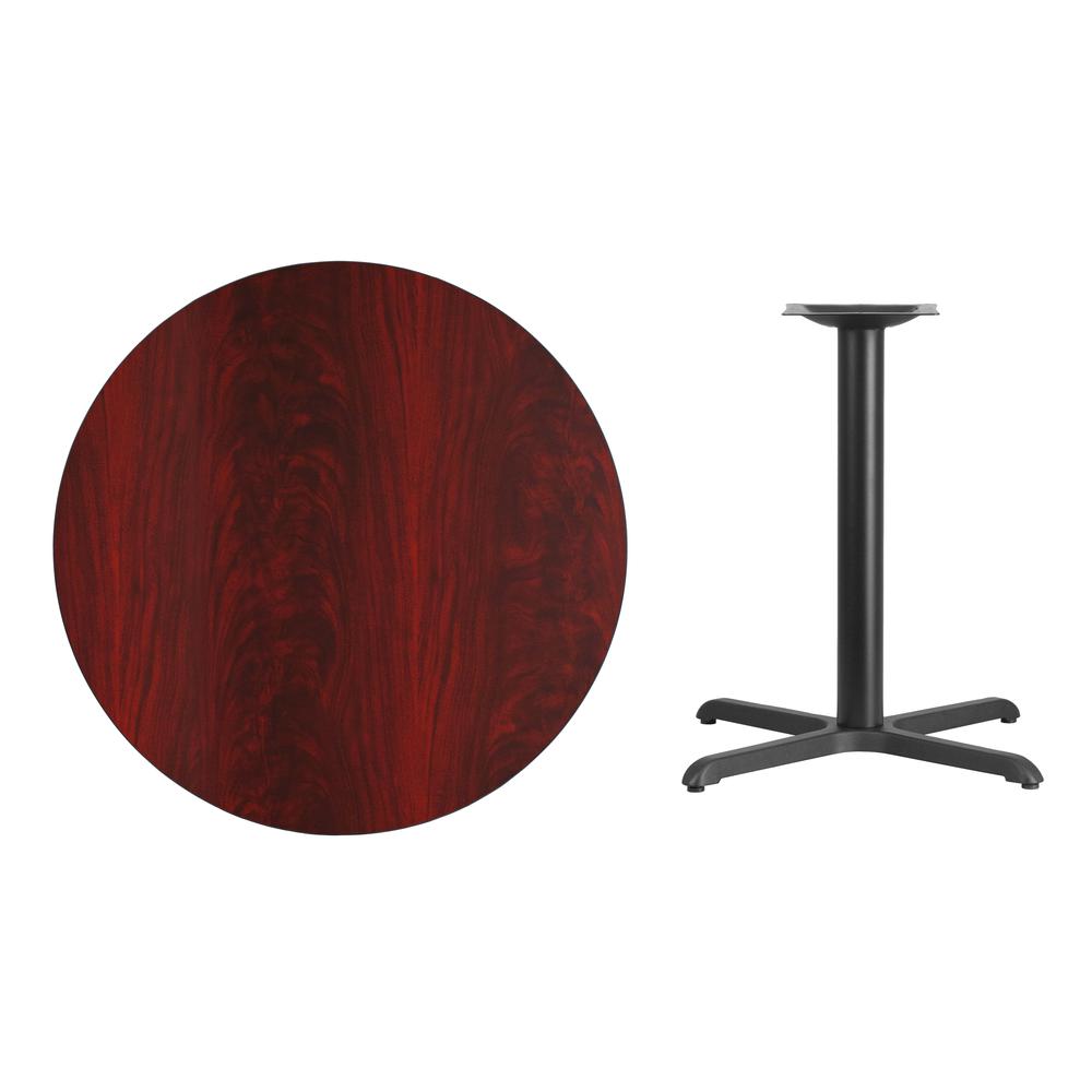 36'' Round Mahogany Laminate Table Top with 30'' x 30'' Table Height Base - Flash Furniture