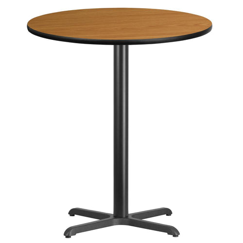 36'' Round Natural Laminate Table Top with 30'' x 30'' Bar Height Table Base - Flash Furniture