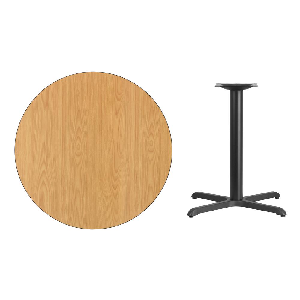 36'' Round Natural Laminate Table Top with 30'' x 30'' Table Height Base - Flash Furniture