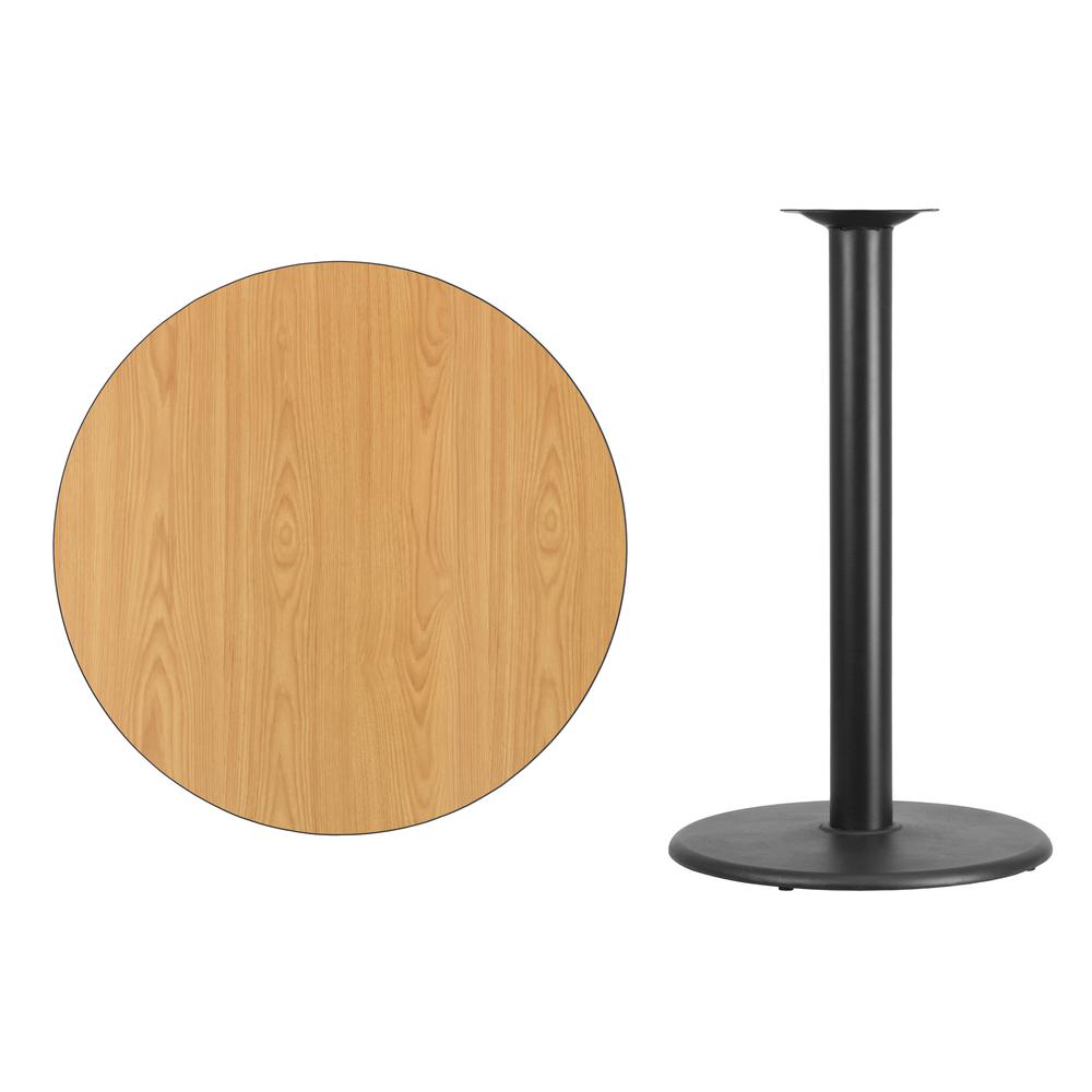 36'' Round Natural Laminate Table Top with 24'' Round Bar Height Table Base - Flash Furniture
