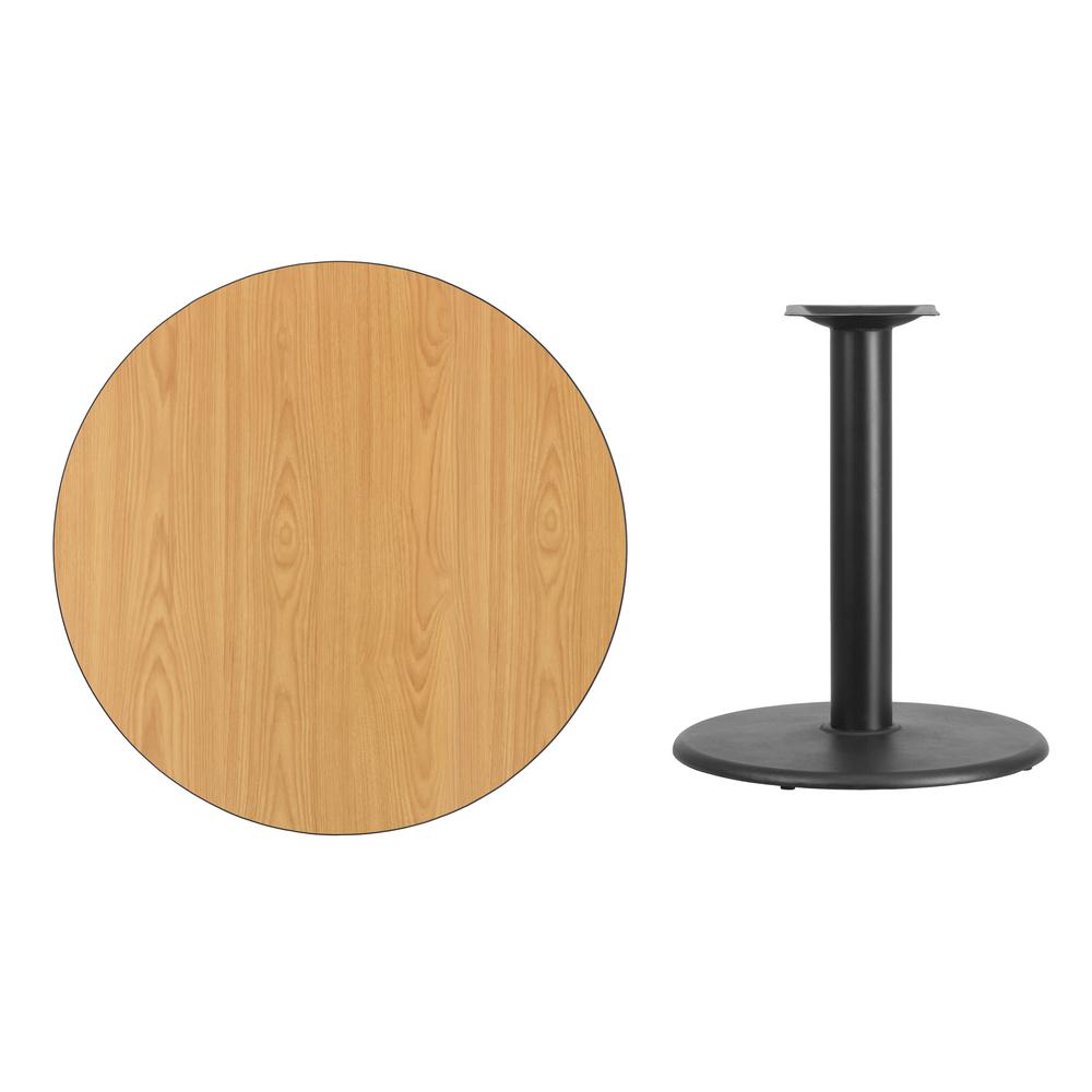 36'' Round Natural Laminate Table Top with 24'' Round Table Height Base - Flash Furniture