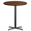 36'' Round Walnut Laminate Table Top with 30'' x 30'' Bar Height Table Base - Flash Furniture
