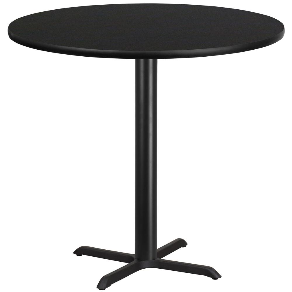 42'' Round Black Laminate Table Top with 33'' x 33'' Bar Height Table Base - Flash Furniture