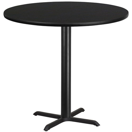 42'' Round Black Laminate Table Top with 33'' x 33'' Bar Height Table Base - Flash Furniture