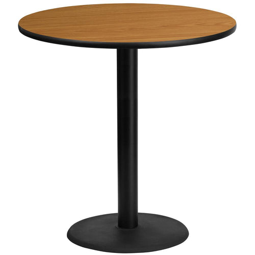 42'' Round Natural Laminate Table Top with 24'' Round Bar Height Table Base - Flash Furniture