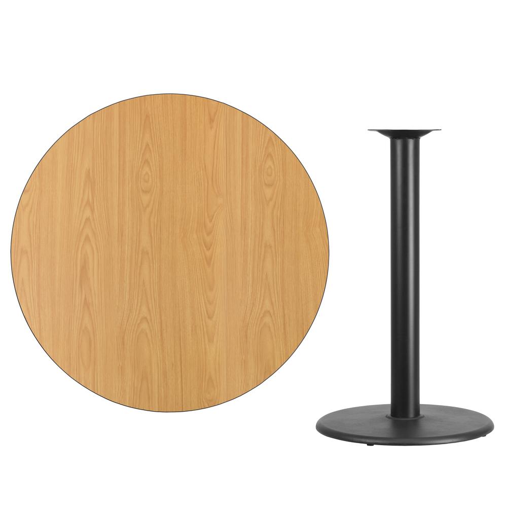 42'' Round Natural Laminate Table Top with 24'' Round Bar Height Table Base - Flash Furniture