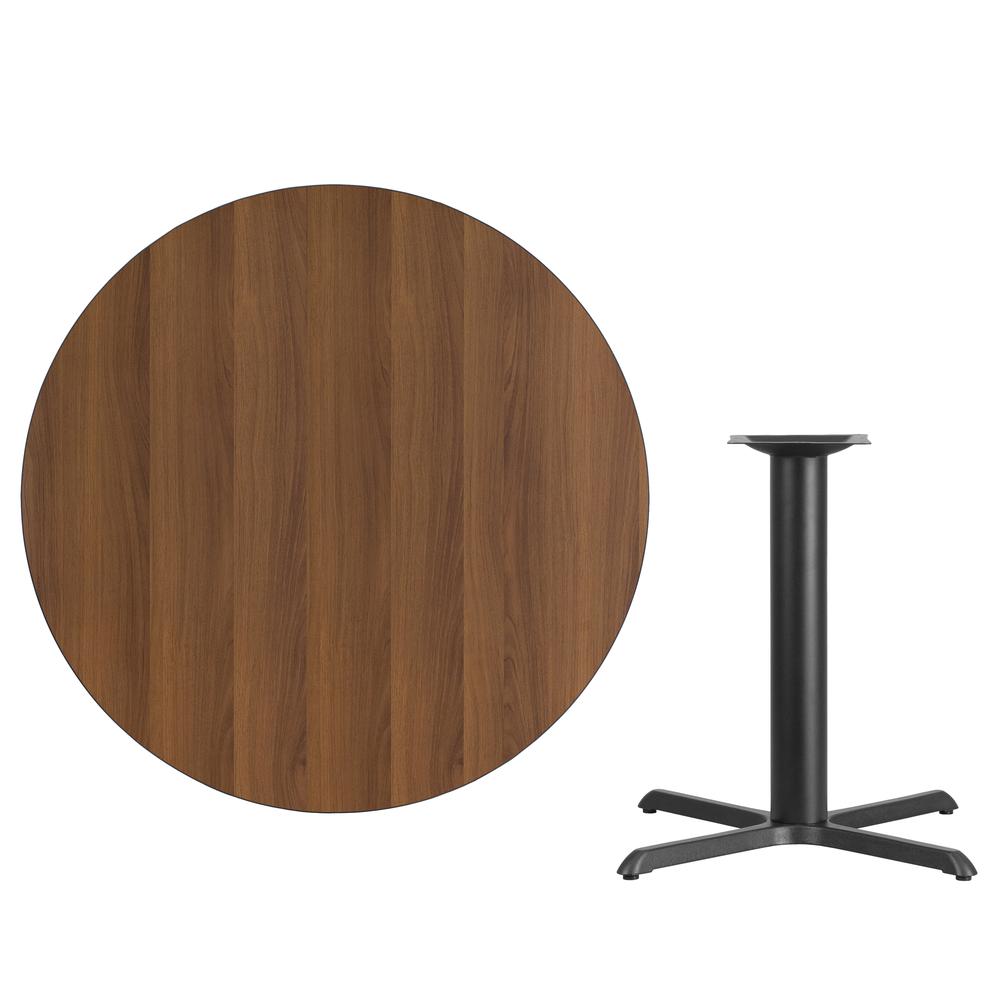 42'' Round Walnut Laminate Table Top with 33'' x 33'' Table Height Base - Flash Furniture