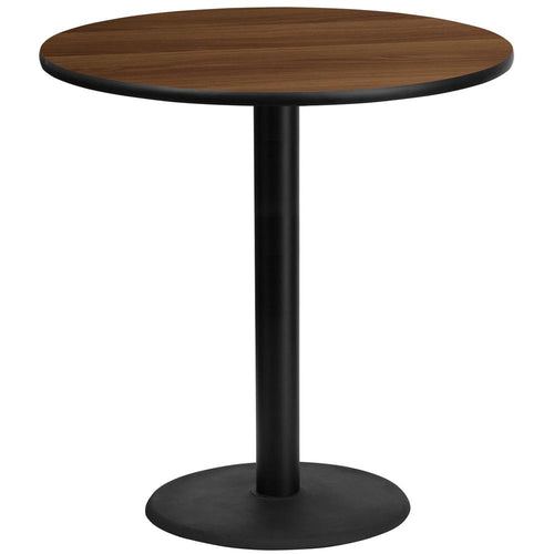 42'' Round Walnut Laminate Table Top with 24'' Round Bar Height Table Base - Flash Furniture