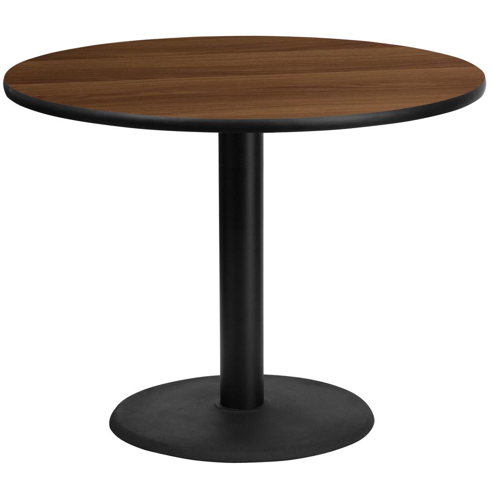 42'' Round Walnut Laminate Table Top with 24'' Round Table Height Base - Flash Furniture