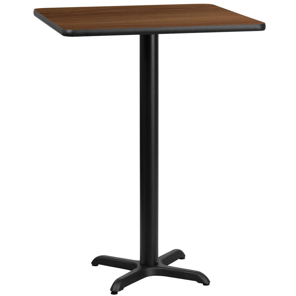 24'' Square Walnut Laminate Table Top with 22'' x 22'' Bar Height Table Base - Flash Furniture