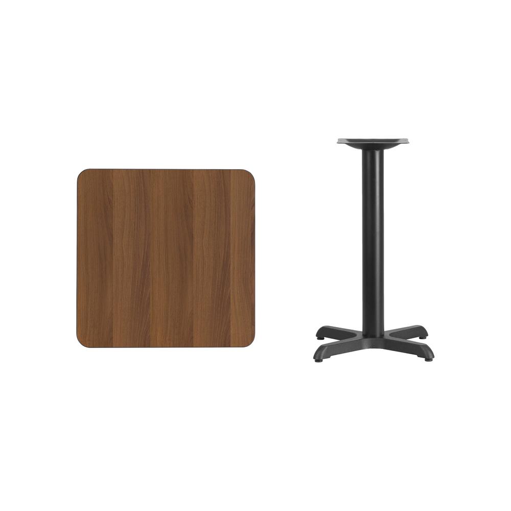 24'' Square Walnut Laminate Table Top with 22'' x 22'' Table Height Base - Flash Furniture
