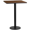 24'' Square Walnut Laminate Table Top with 18'' Round Bar Height Table Base - Flash Furniture