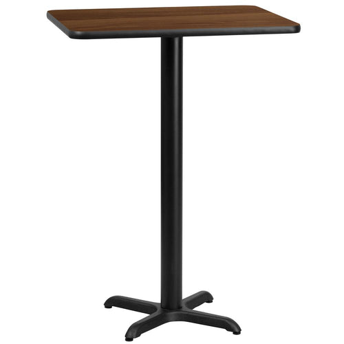 24'' x 30'' Rectangular Walnut Table Top with 22'' x 22'' Bar Height Table Base - Flash Furniture