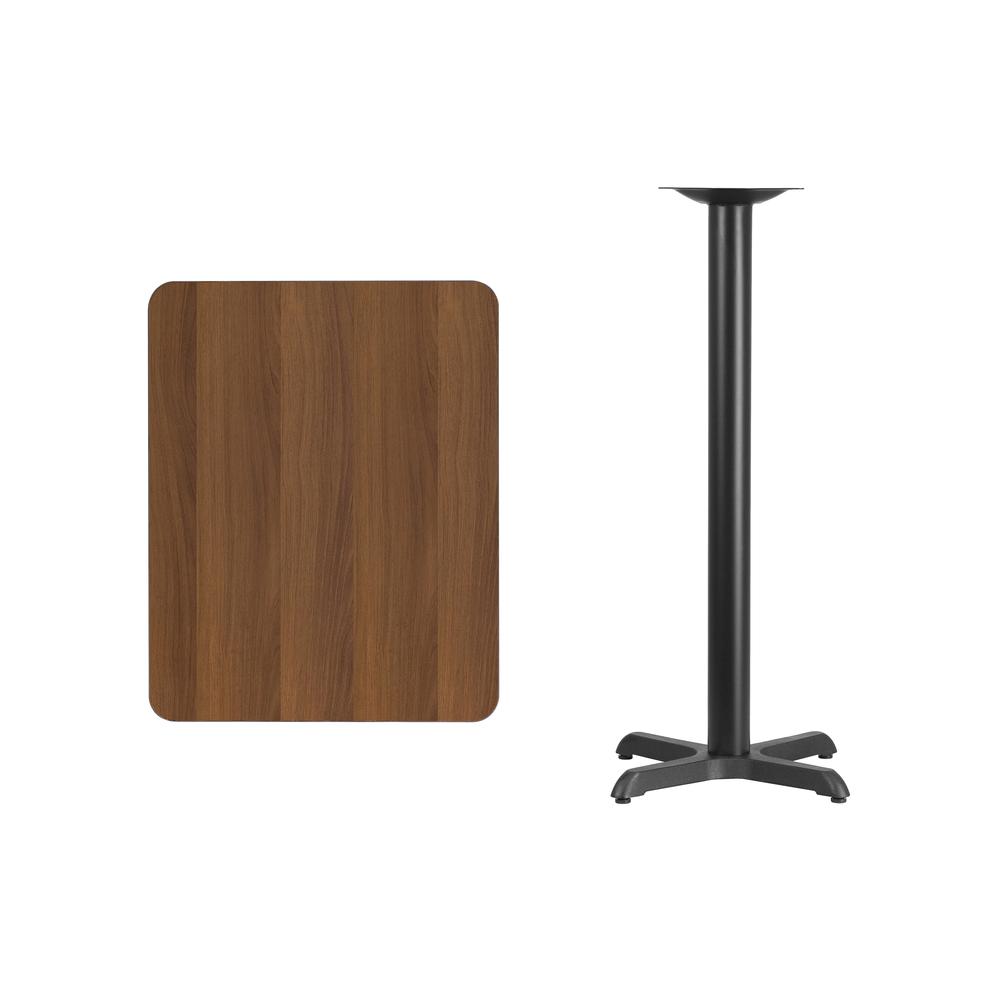 24'' x 30'' Rectangular Walnut Table Top with 22'' x 22'' Bar Height Table Base - Flash Furniture