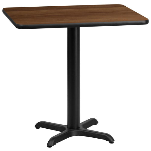 24'' x 30'' Rectangular Walnut Table Top with 22'' x 22'' Table Height Base - Flash Furniture