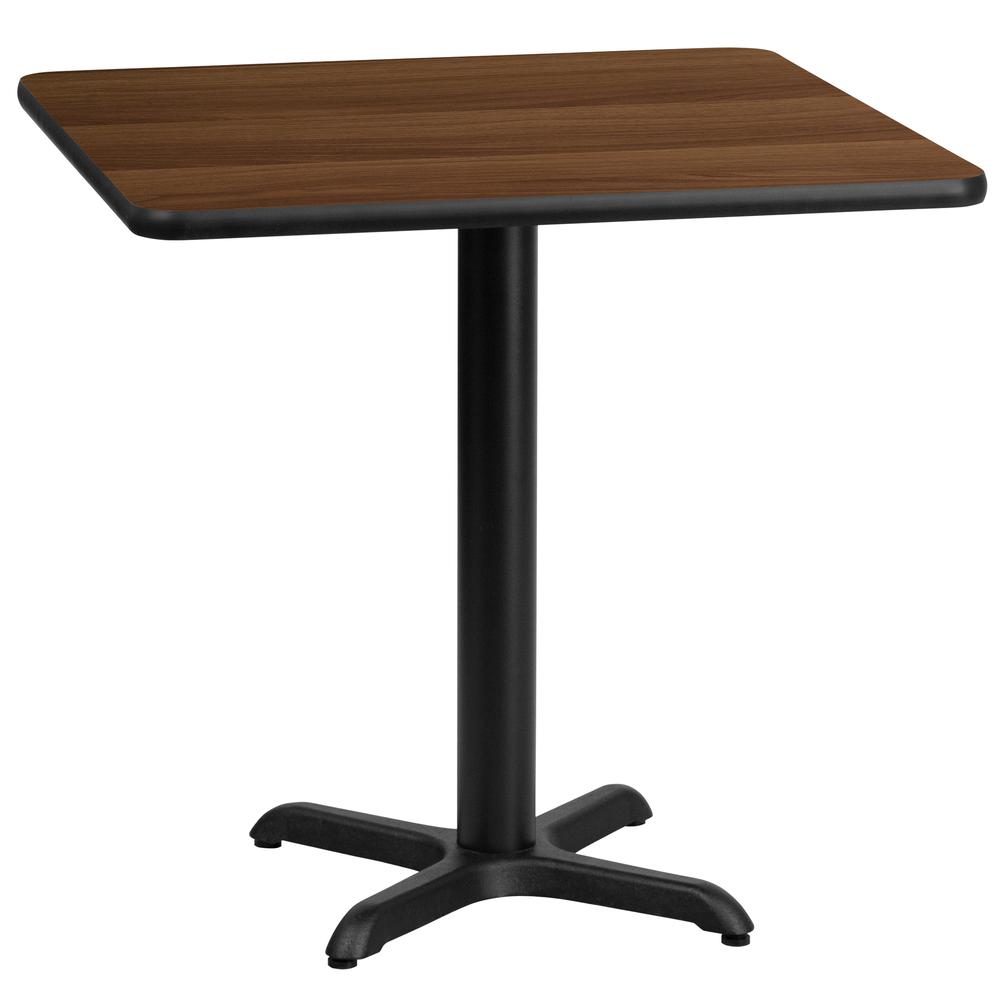 30'' Square Walnut Laminate Table Top with 22'' x 22'' Table Height Base - Flash Furniture