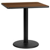 30'' Square Walnut Laminate Table Top with 18'' Round Table Height Base - Flash Furniture