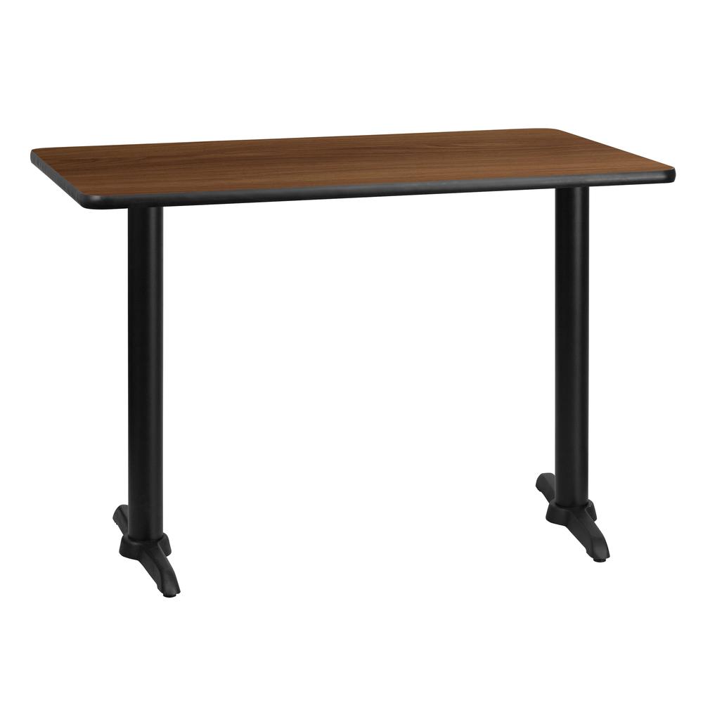 30'' x 42'' Rectangular Walnut Table Top with 5'' x 22'' Table Height Bases - Flash Furniture