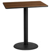 30'' x 42'' Rectangular Walnut Table Top with 24'' Round Bar Height Table Base - Flash Furniture