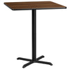 36'' Square Walnut Laminate Table Top with 30'' x 30'' Bar Height Table Base - Flash Furniture