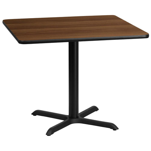 36'' Square Walnut Laminate Table Top with 30'' x 30'' Table Height Base - Flash Furniture