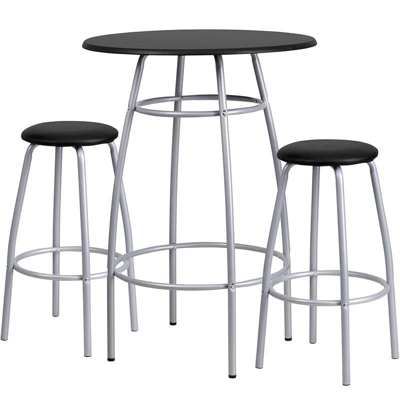 Bar Height Table Set with Padded Stools - Flash Furniture