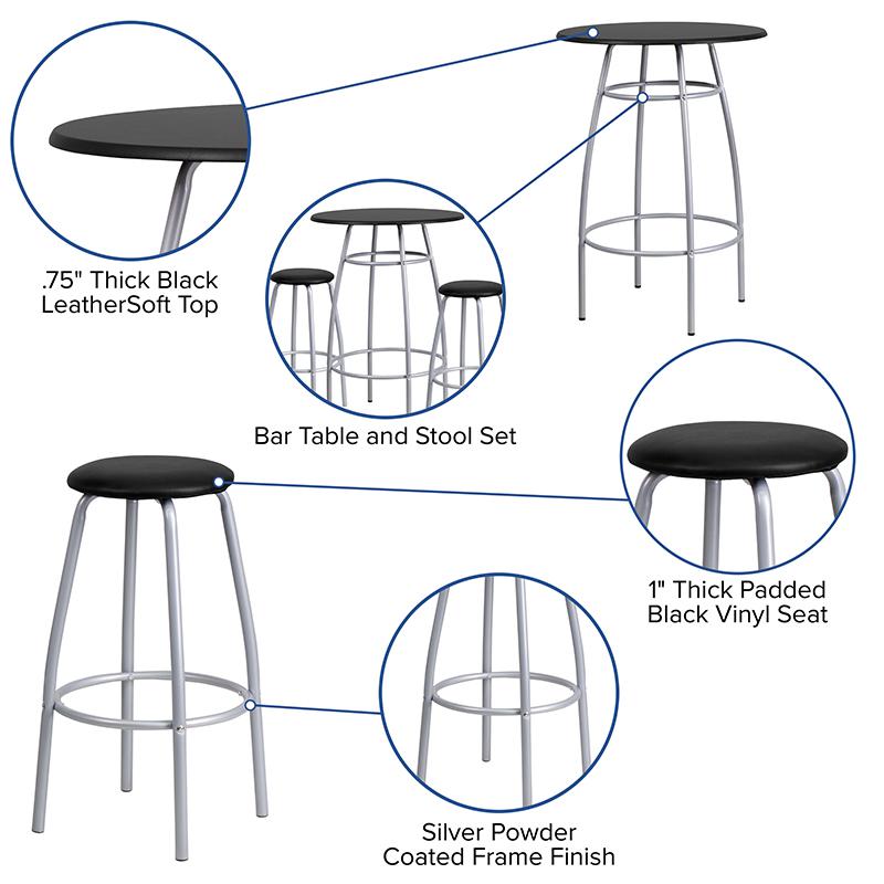 Bar Height Table Set with Padded Stools - Flash Furniture
