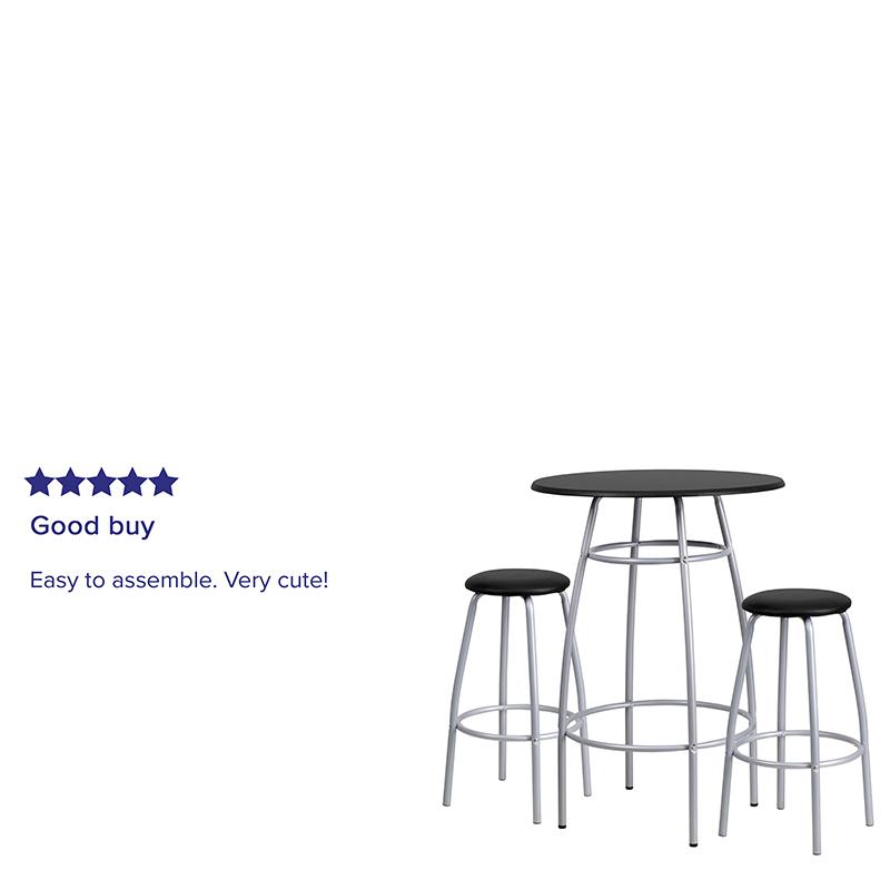 Bar Height Table Set with Padded Stools - Flash Furniture