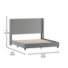 King Upholstered Platform Bed with Channel Stitched Wingback Headboard, Gray - Flash Furniture