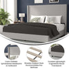 King Upholstered Platform Bed with Channel Stitched Wingback Headboard, Gray - Flash Furniture