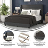 Full Upholstered Platform Bed with Wingback Headboard, Charcoal Faux Linen - Flash Furniture
