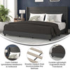 King Upholstered Platform Bed with Wingback Headboard, Charcoal Faux Linen - Flash Furniture