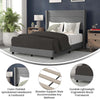 Full Upholstered Platform Bed with Wingback Headboard, Gray Faux Linen - Flash Furniture