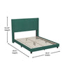 Full Upholstered Platform Bed with Vertical Stitched Headboard, Emerald Velvet - Flash Furniture