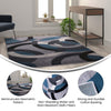 Geometric 5' x 7' Blue and Gray Olefin Area Rug, Living Room, Bedroom - Flash Furniture
