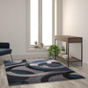 Geometric 5' x 7' Blue and Gray Olefin Area Rug, Living Room, Bedroom - Flash Furniture
