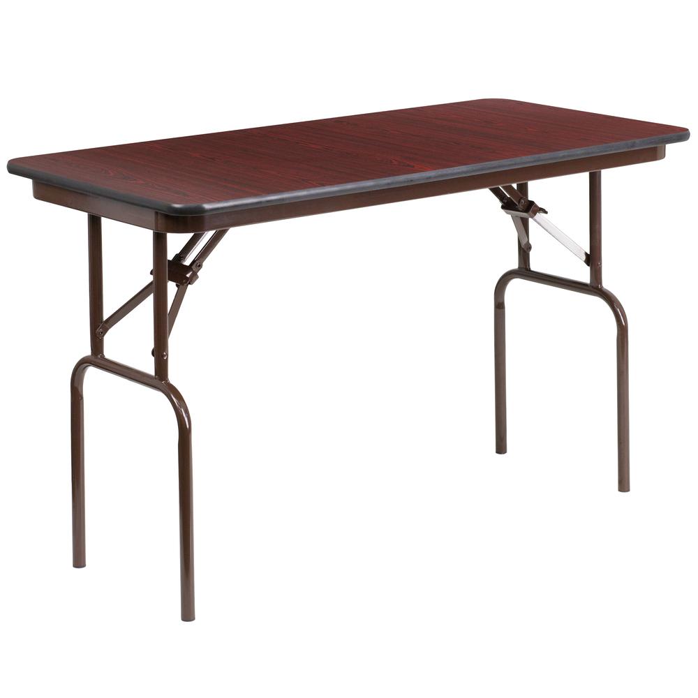 4-Foot Mahogany Melamine Laminate Folding Banquet Table - Flash Furniture